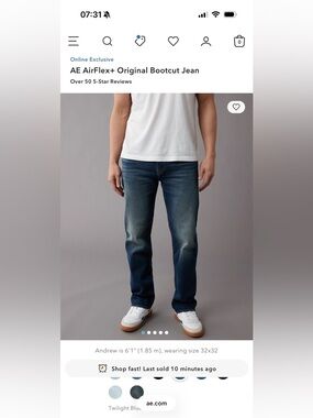 American Eagle Outfitters Men's Dark Blue Bootcut Jeans